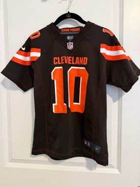 Cleveland #10 Football Jersey - Brown & Orange Youth M